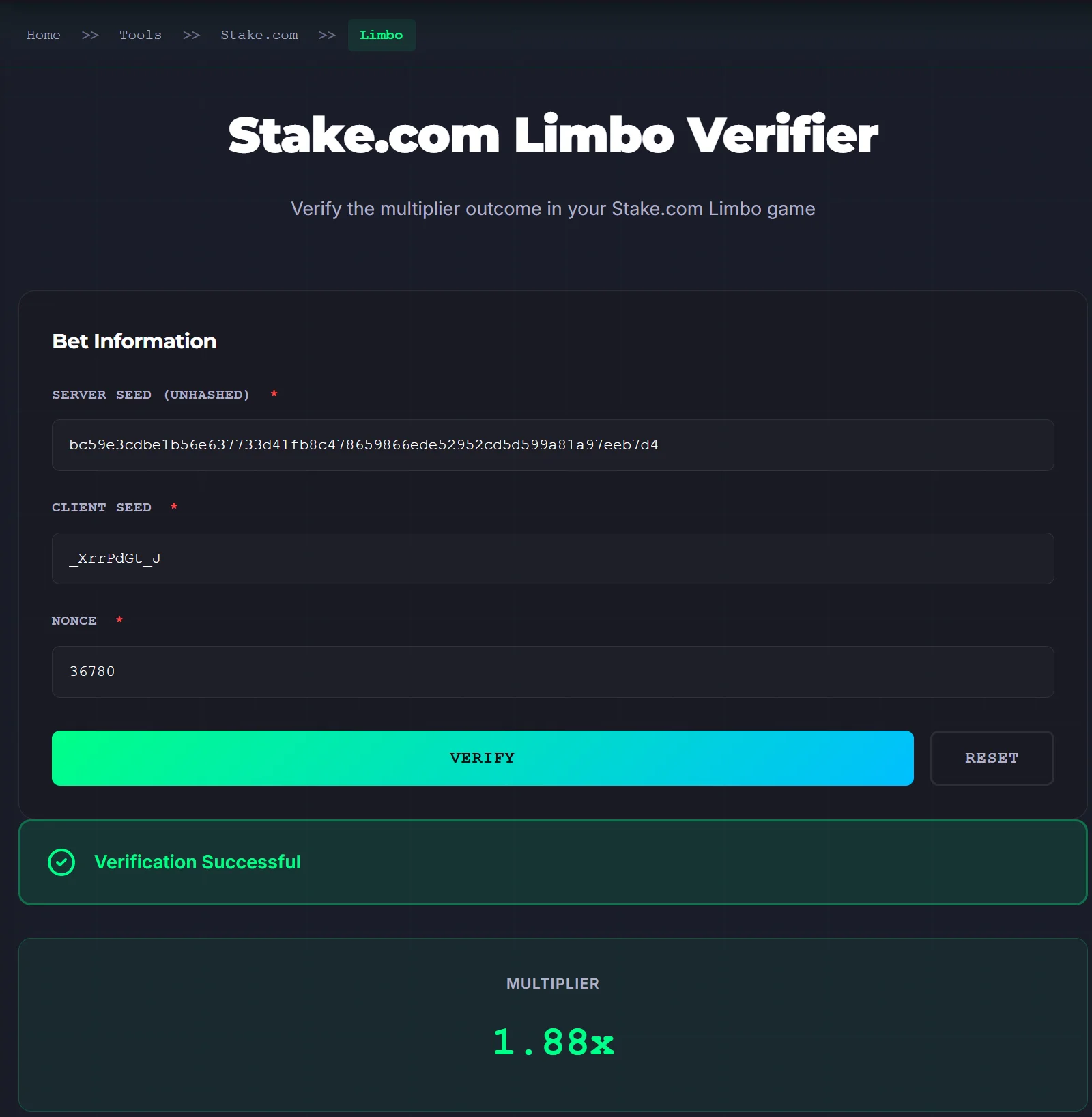 stake limbo verification