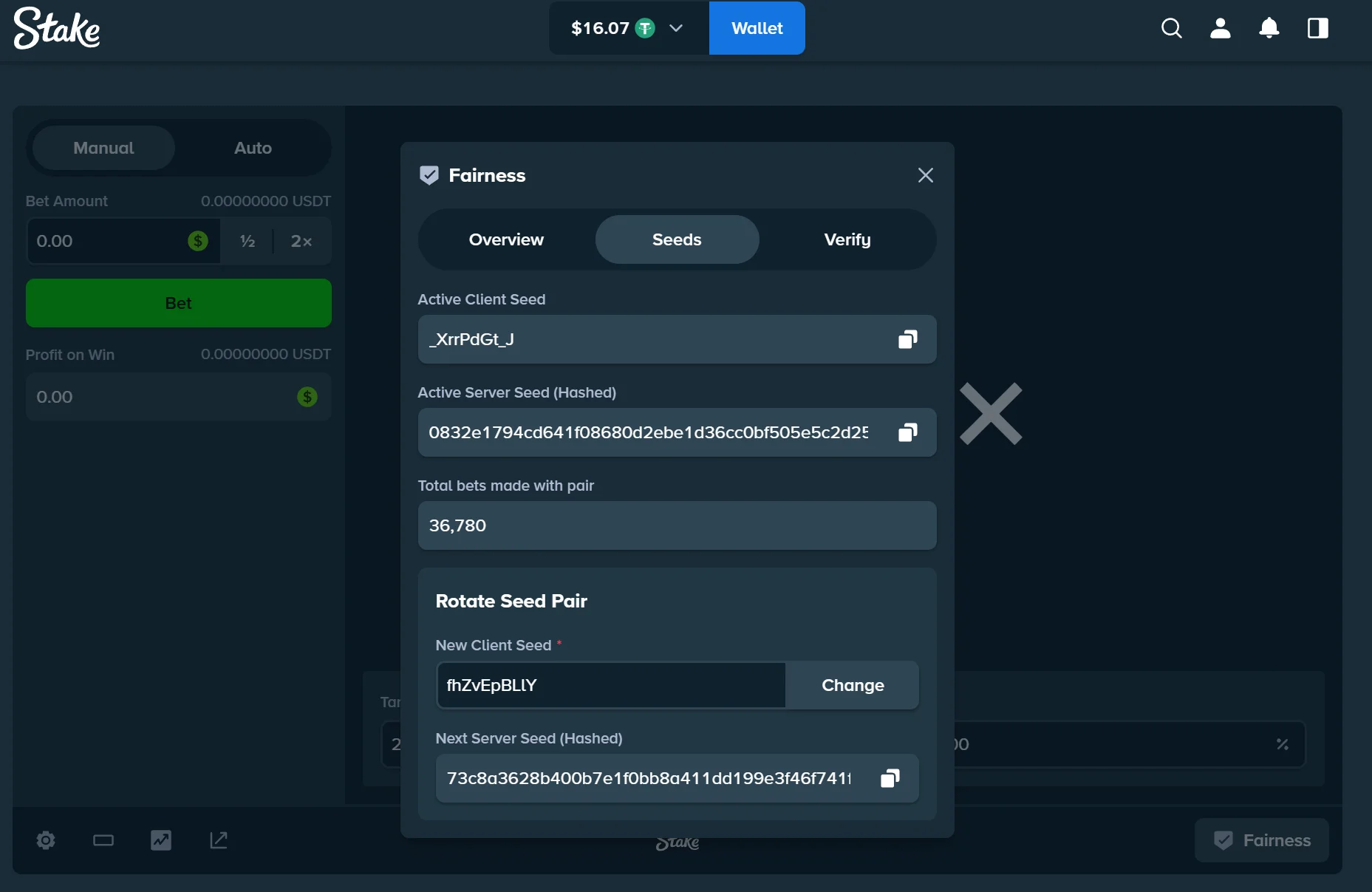 Rotating seed pair on Stake