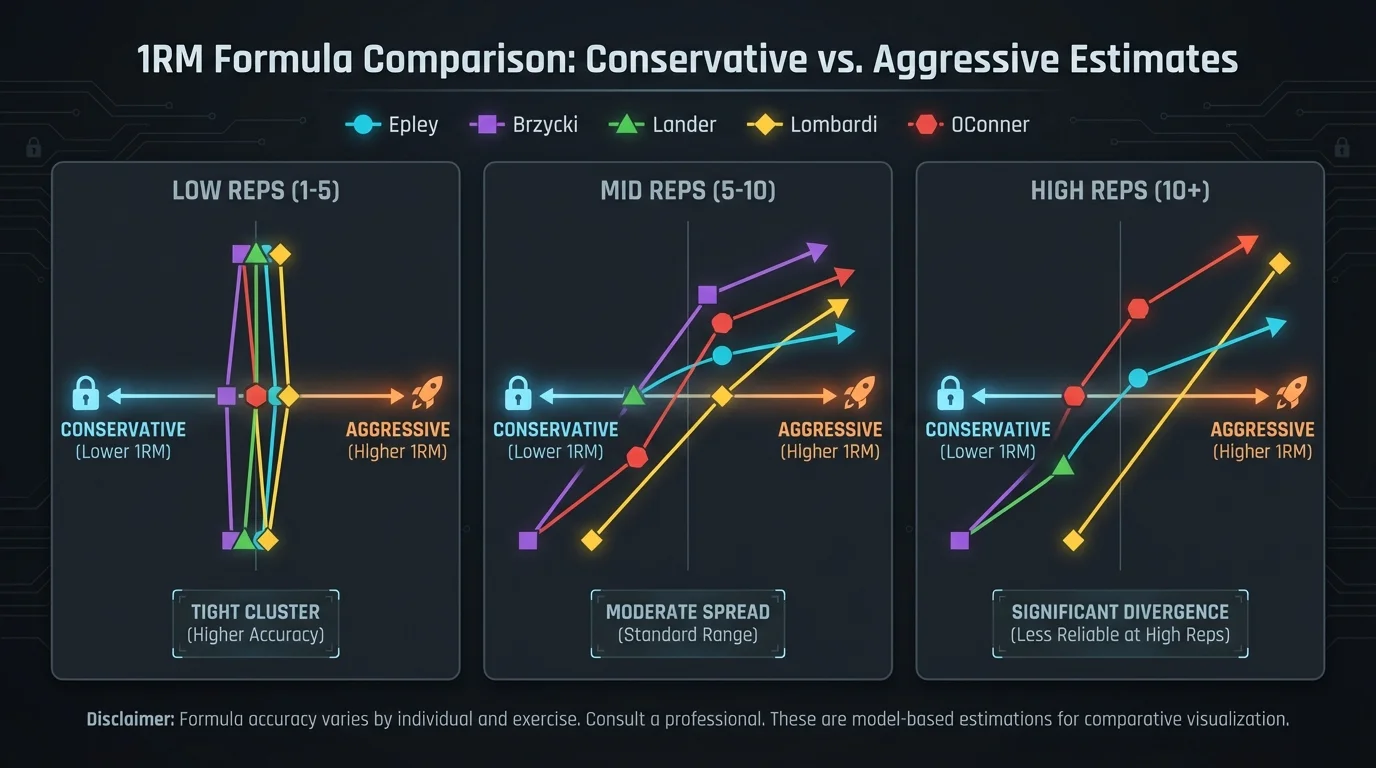 One-Rep Max Formula Comparison Chart