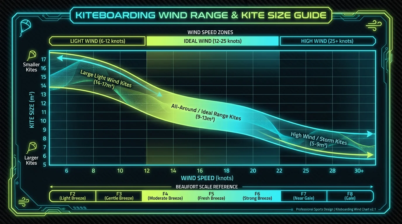 Kiteboarding Wind Range and Kite Size Guide Chart