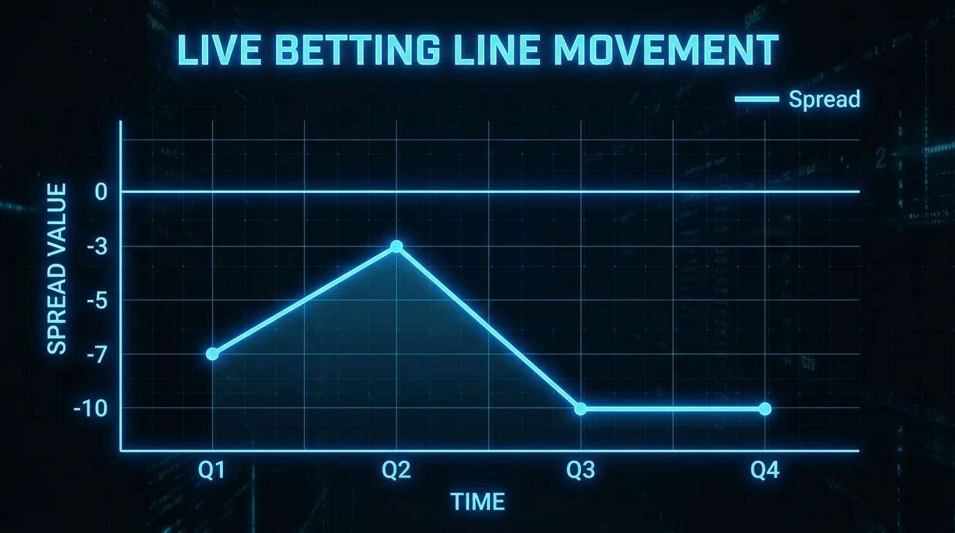 Graph showing how a betting line moves in real-time during a game