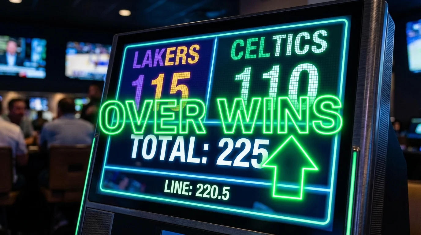 Scoreboard showing an Over bet winning