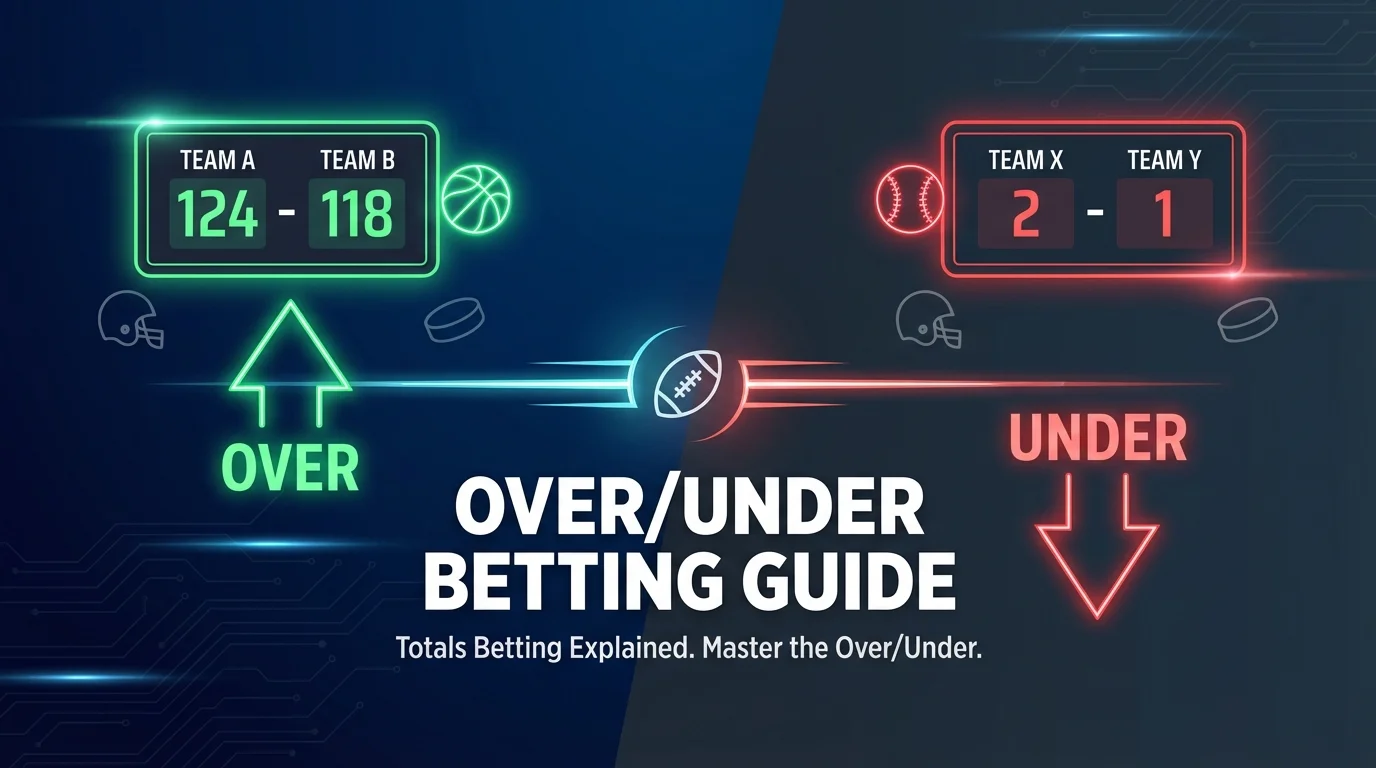 Over/Under betting guide featured image with scoreboard contrast