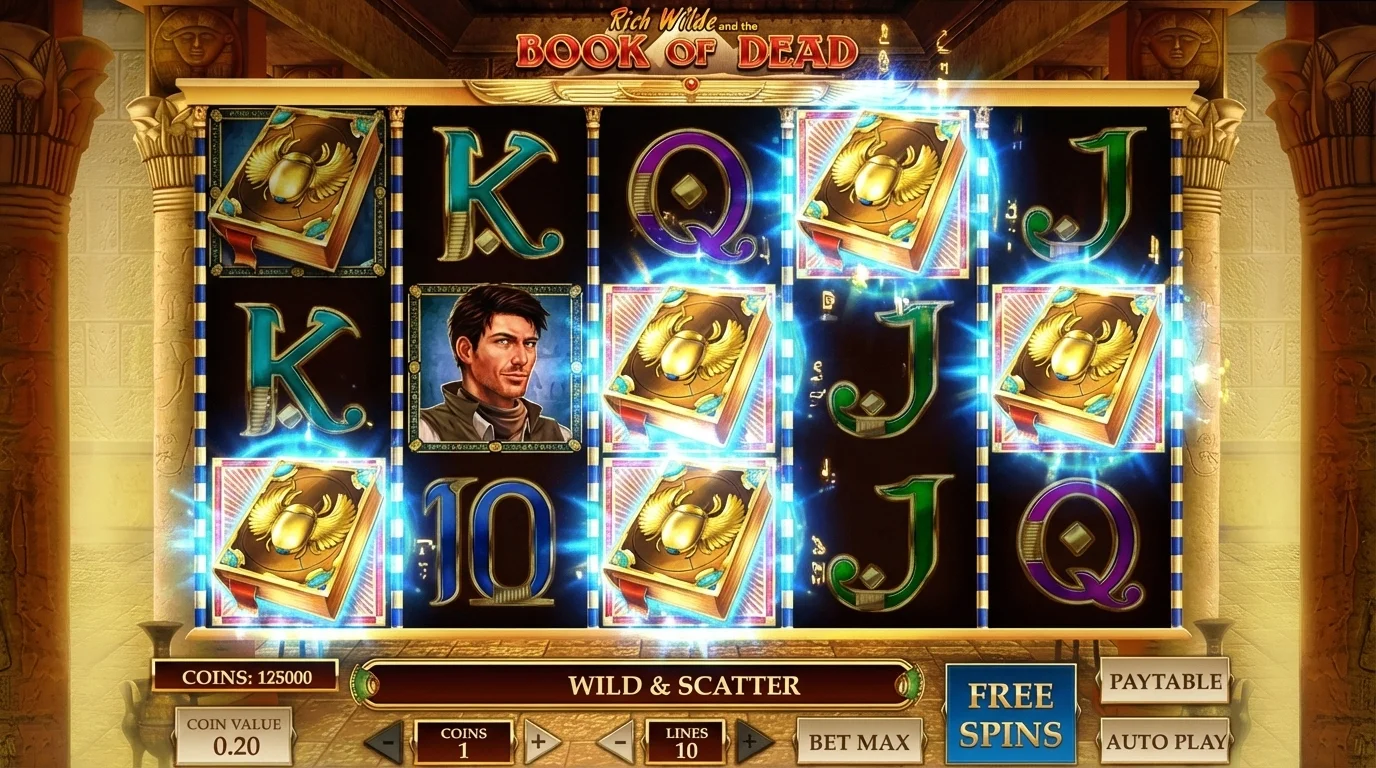 Book of Dead slot Book symbol acting as Wild and Scatter