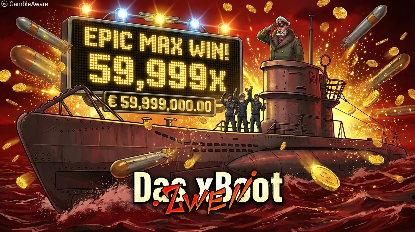 Das xBoot 2wei slot big win celebration showing maximum win potential