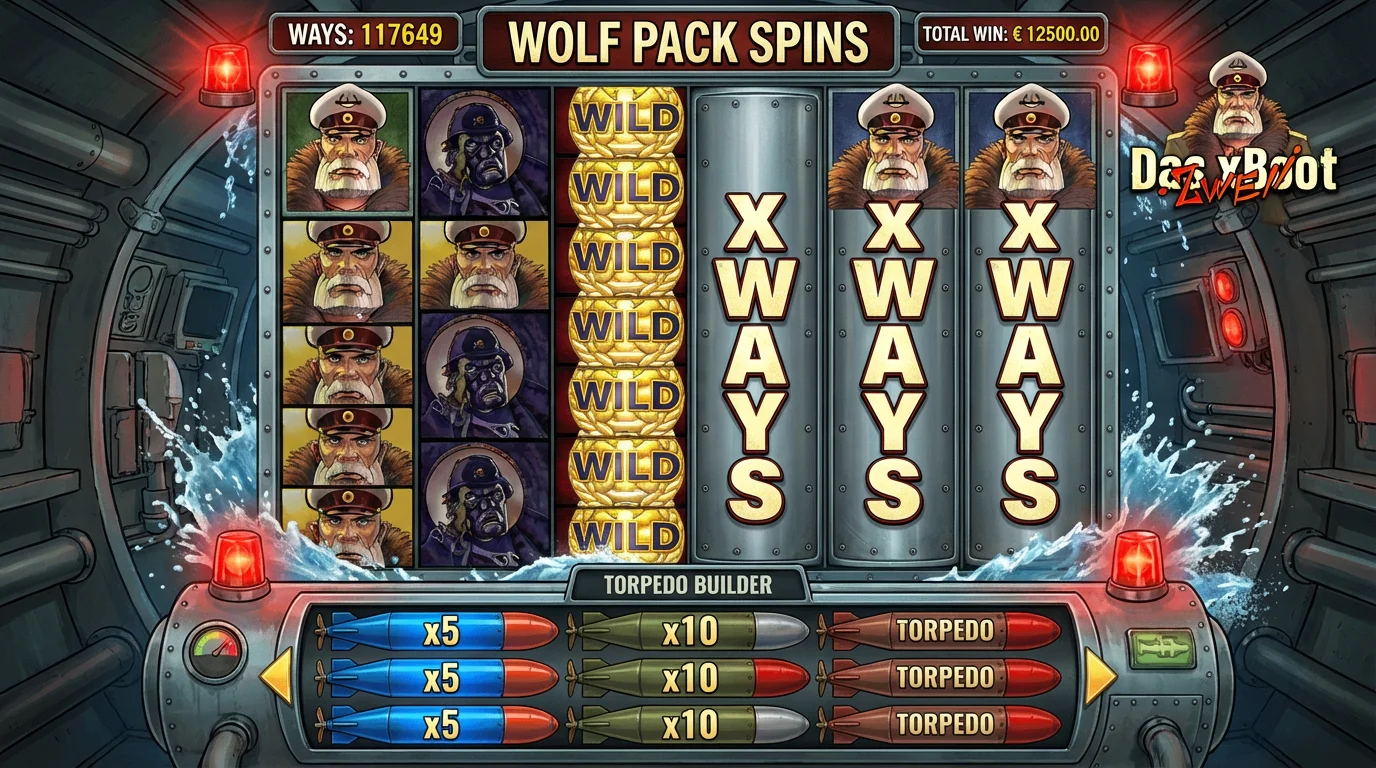 Das xBoot 2wei slot Wolf Pack Spins bonus feature with Torpedo Builder