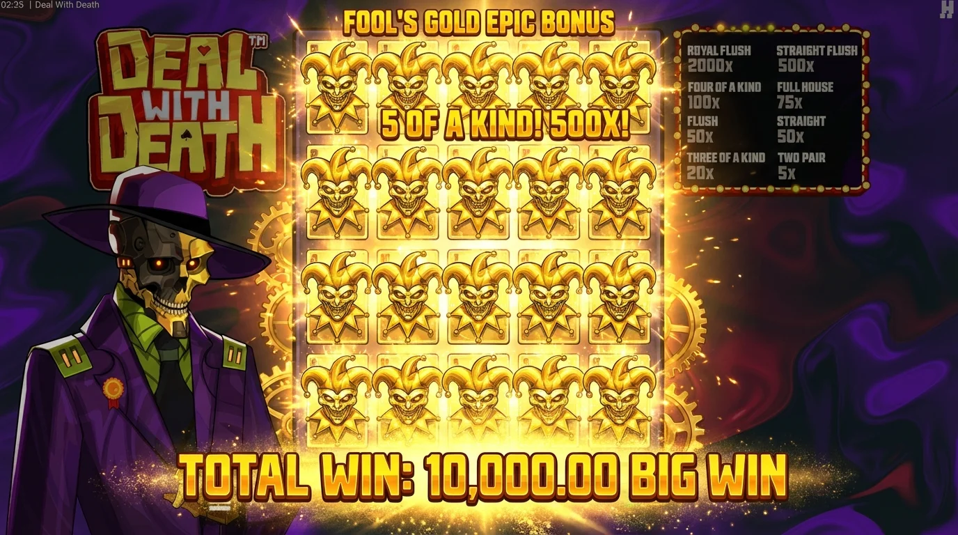Deal with Death slot Fool's Gold hidden epic bonus with guaranteed Joker symbols