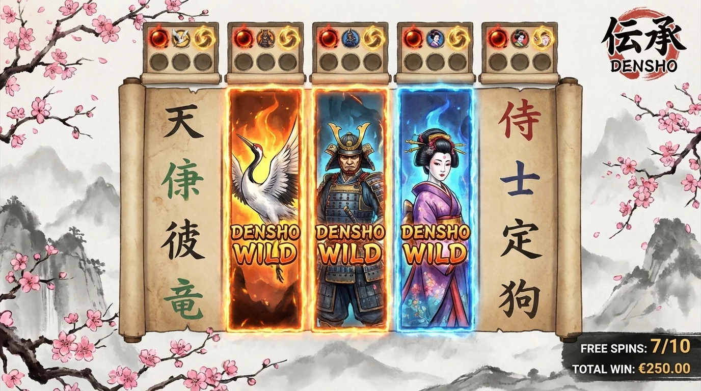 Densho Free Spins bonus feature with Progression Trackers