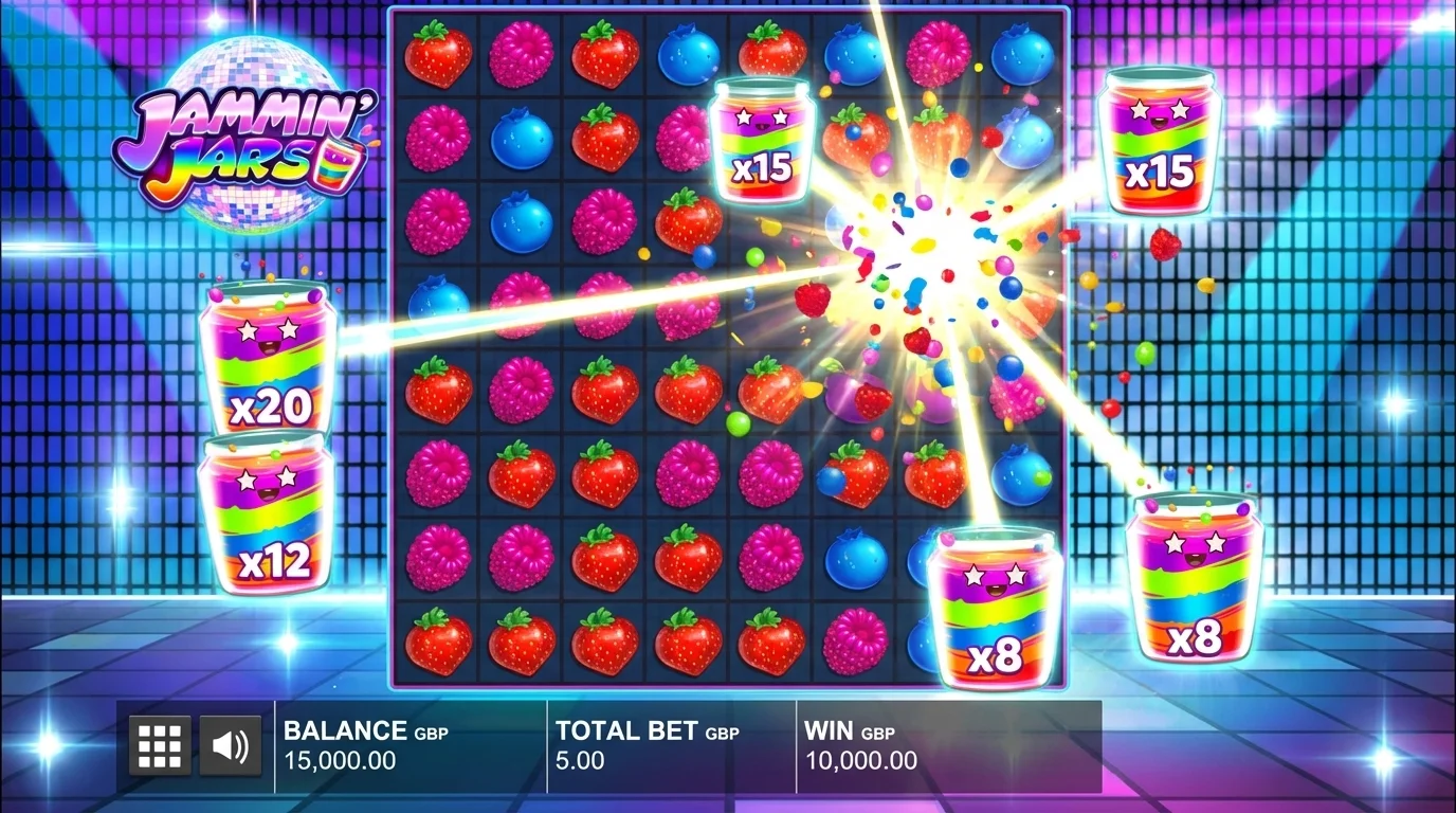 Jammin Jars slot multiplier action with combined jam jar multipliers