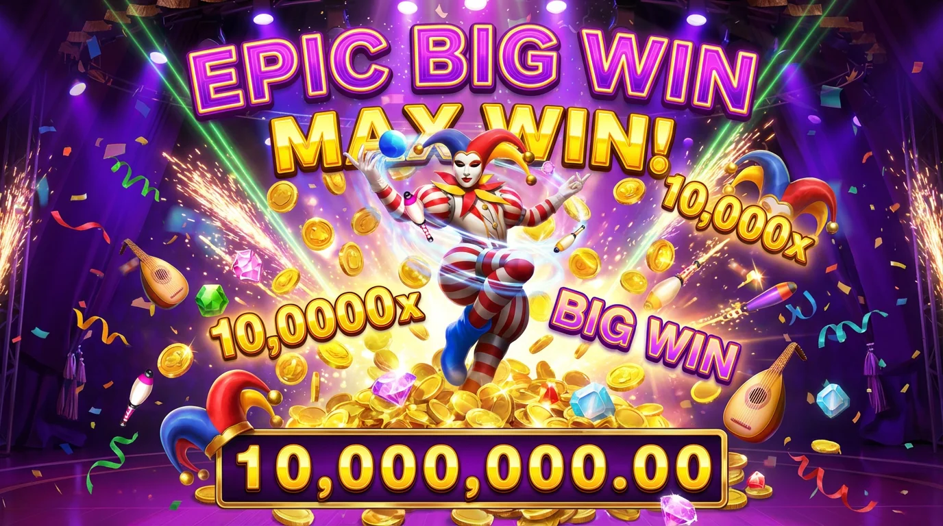 Jokers Jewels Hold and Spin slot big win celebration showing maximum win potential