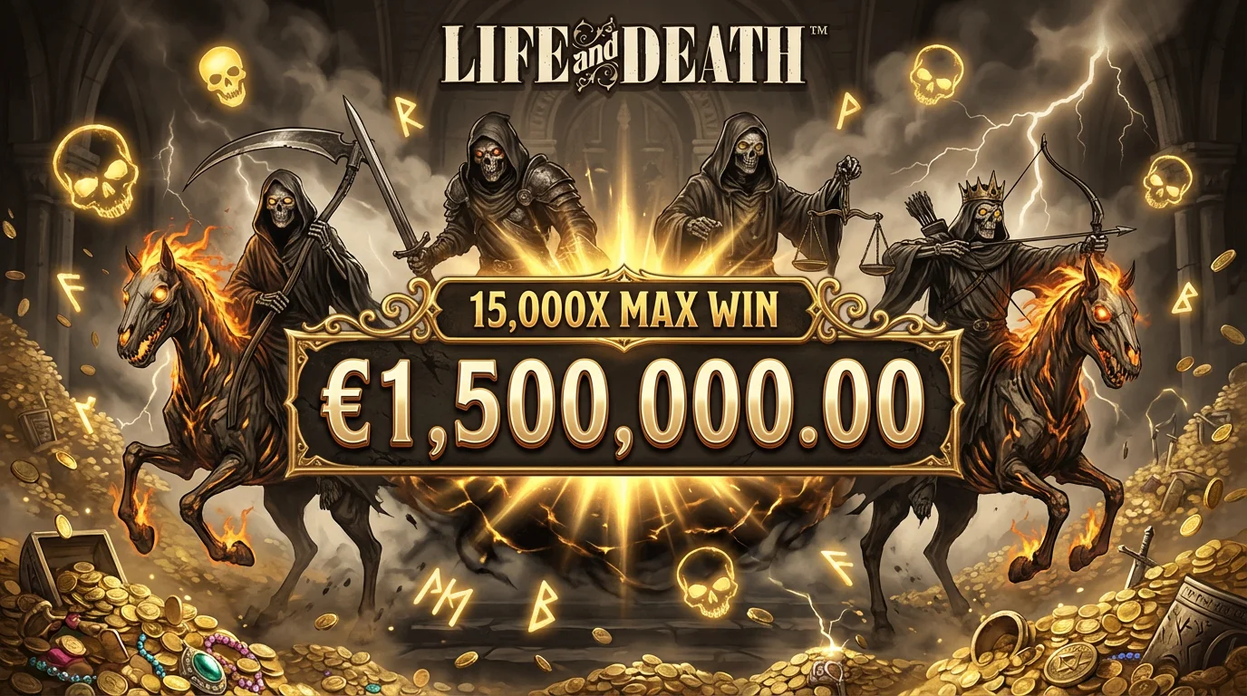 Life and Death slot big win celebration showing maximum win potential