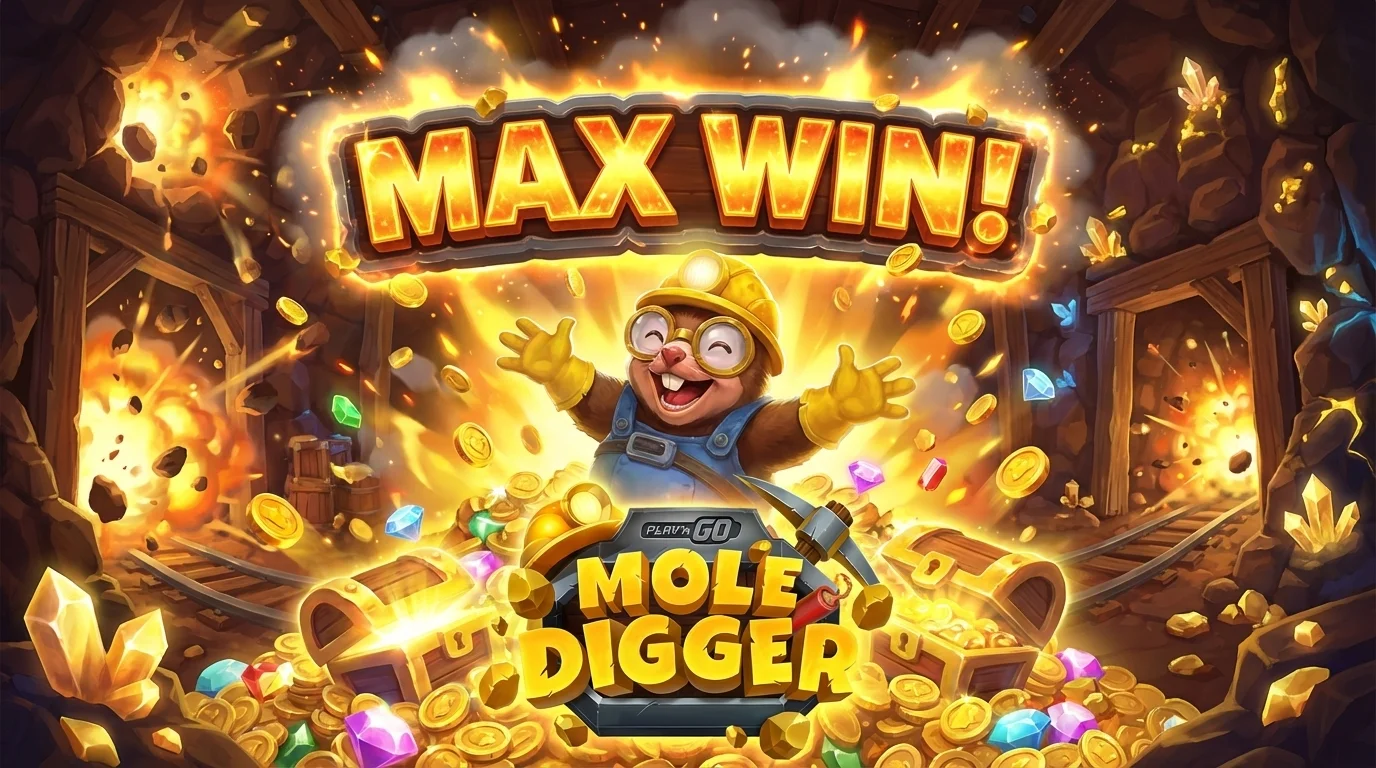 Mole Digger slot big win celebration