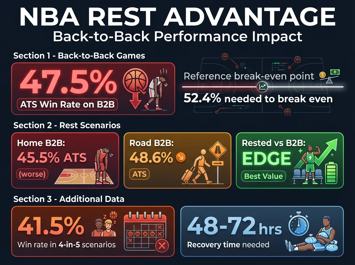 NBA rest advantage statistics showing back-to-back performance impact