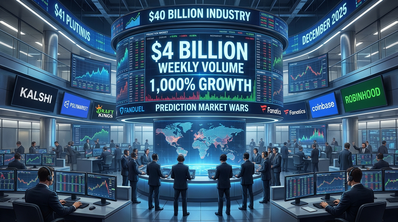 Prediction Market Wars: $4B Weekly Volume as DraftKings, FanDuel, Coinbase Battle for $40B Industry