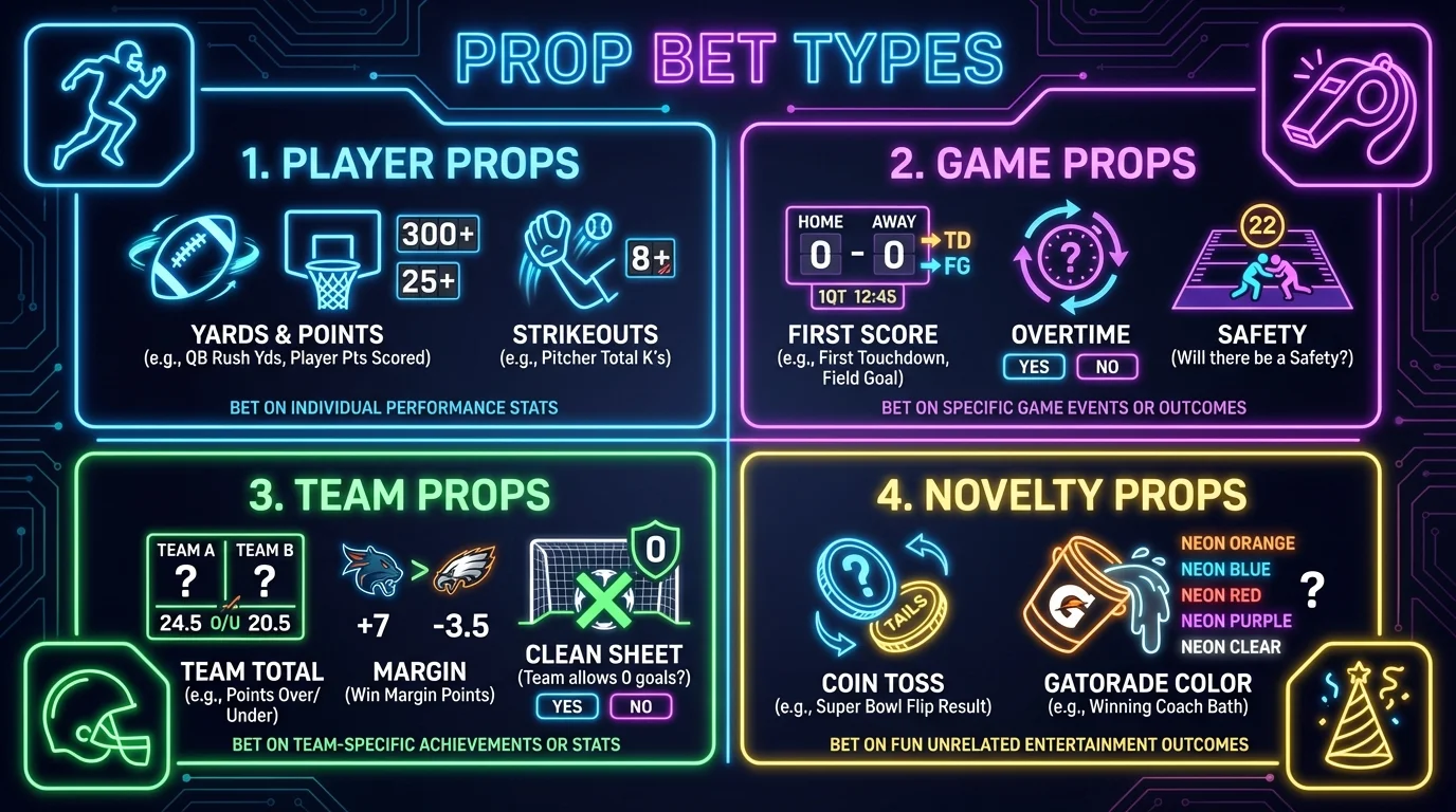Infographic detailing Player, Game, Team, and Novelty props