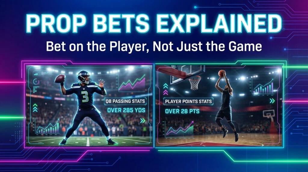 Graphic showing NFL QB and NBA player with stat lines