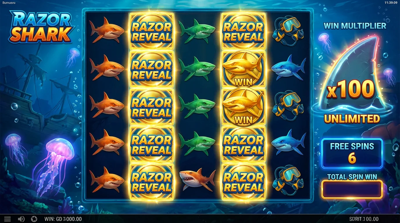 Razor Shark Free Spins with unlimited win multiplier in action