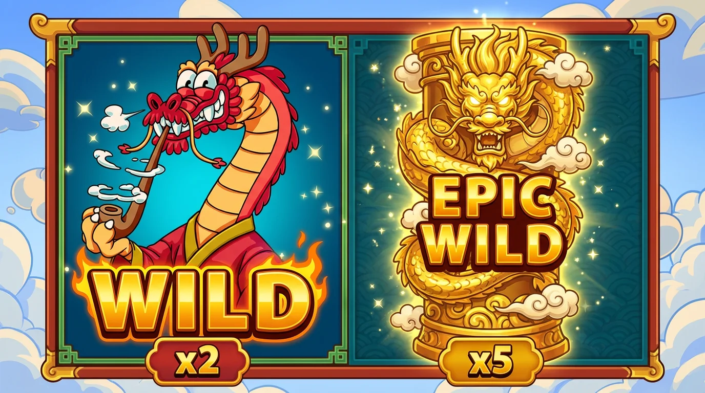 Smoking Dragon Wild and Epic Wild dragon symbols with multiplier values