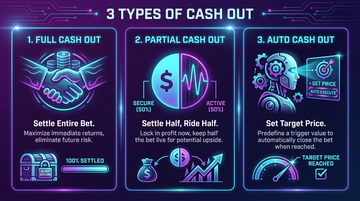 Visual comparison of Full, Partial, and Auto Cash Out options
