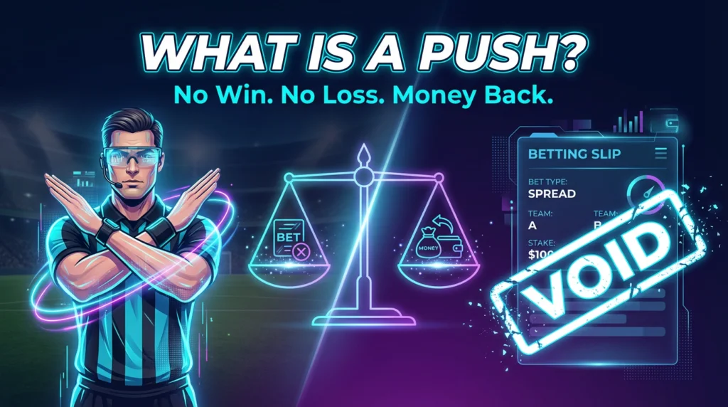 Graphic defining a push in sports betting