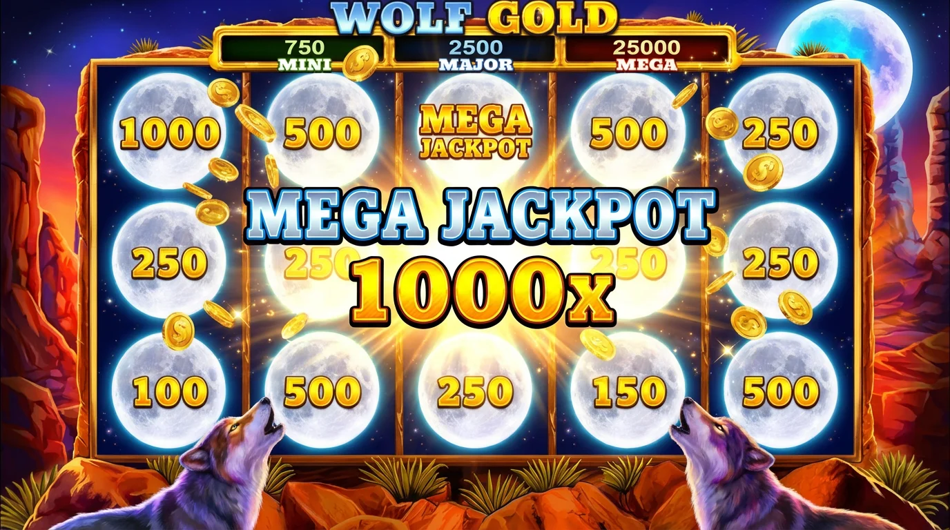 Wolf Gold slot Mega Jackpot big win with full moon grid completely filled