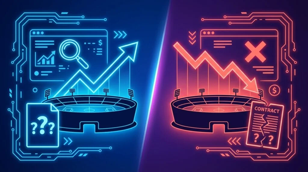 Prediction market controversy illustration showing split outcomes between Kalshi and Polymarket platforms over Super Bowl halftime show bet