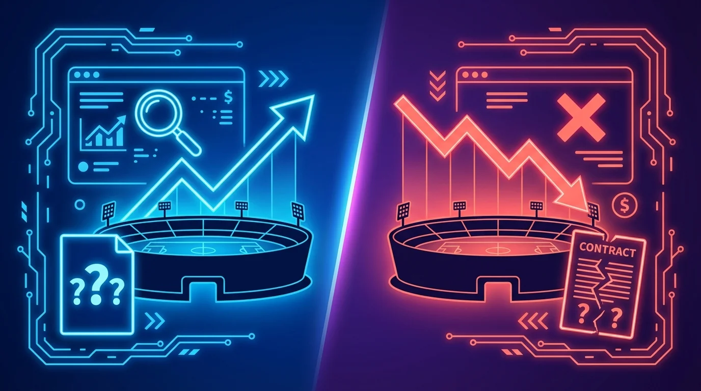 Prediction market controversy illustration showing split outcomes between Kalshi and Polymarket platforms over Super Bowl halftime show bet
