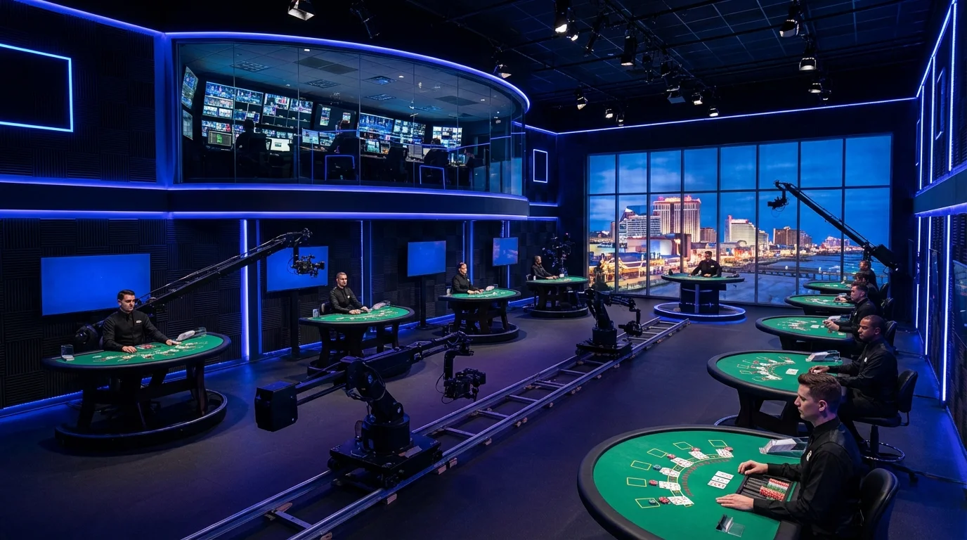 Evolution AB live dealer studio representing monopoly control of New Jersey iGaming market