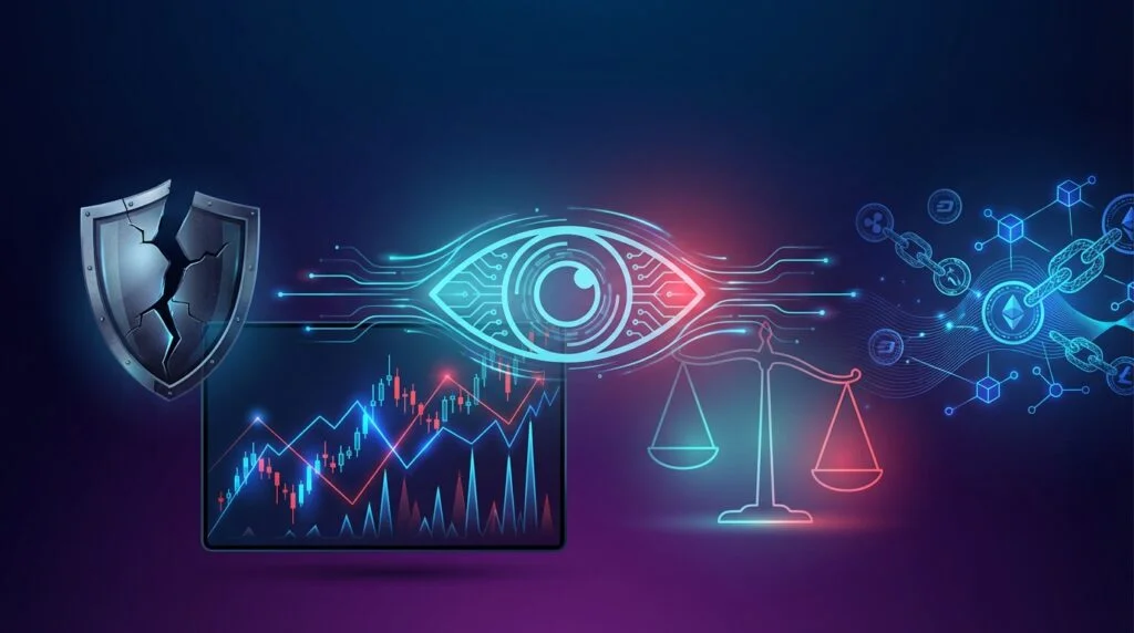 Surveillance and trading visualization representing insider trading in prediction markets