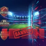 NFL stadium with banned prediction market trading screens and sportsbook logos