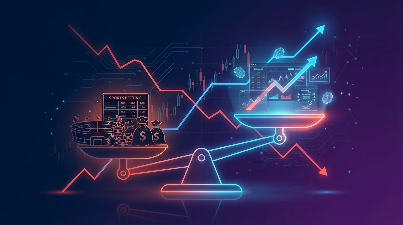 Prediction markets rising while traditional sportsbook valuations decline - visualization of the industry power shift