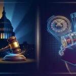 Virginia state capitol with digital casino elements symbolizing iGaming legislation