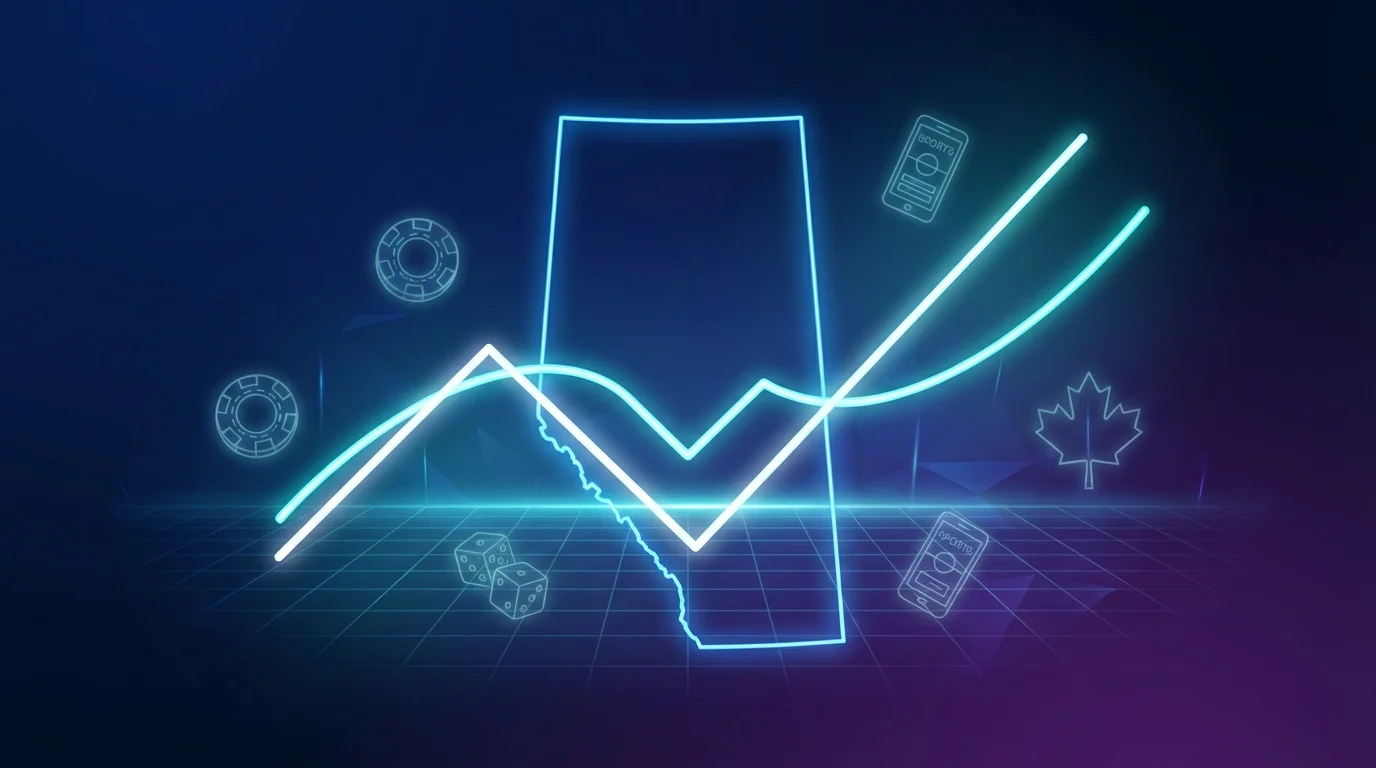 Alberta iGaming market revenue projections showing gap between government and analyst estimates