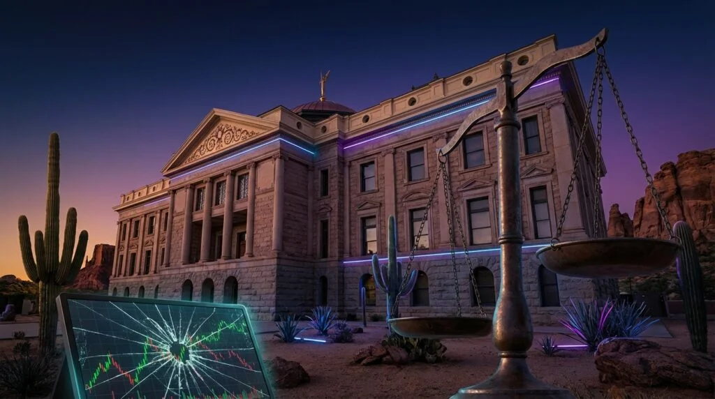 Arizona courthouse representing first-ever criminal prosecution of prediction market Kalshi