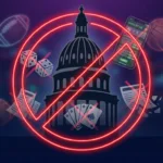 Colorado state capitol with sports betting symbols crossed out representing SB 131 prop bet ban