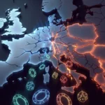 Fractured European map with casino elements showing the split between regulated and offshore gambling markets