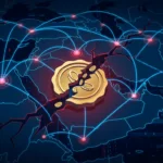 Blockchain wallet network visualization overlaid on Iran-Israel geopolitical map showing suspected insider trading flows on prediction market contracts