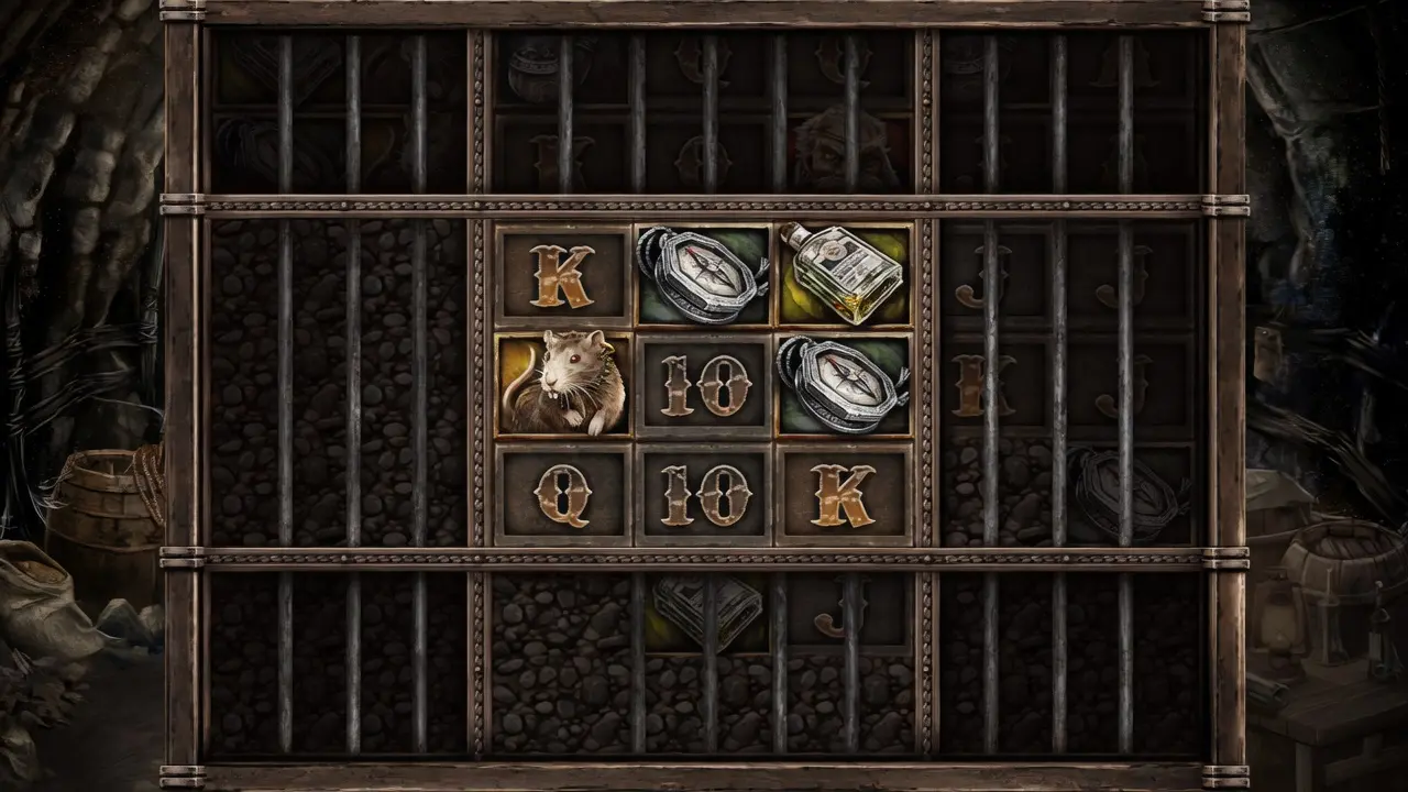 Misery Mining Nolimit City slot reels with collapsing mine grid