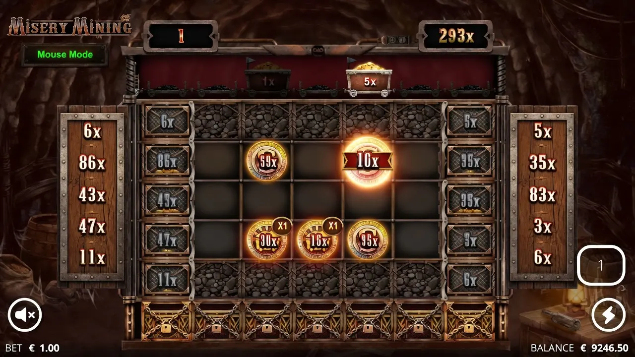 Misery Mining Nolimit City: Misery Mining Mouse Mode free spins feature
