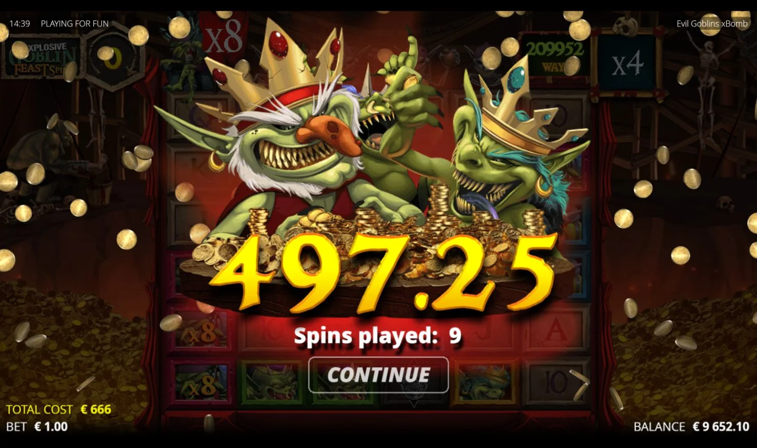 Evil Goblins xBomb Nolimit City: Real Evil Goblins xBomb Explosive Goblin Feast result of 497.25x
