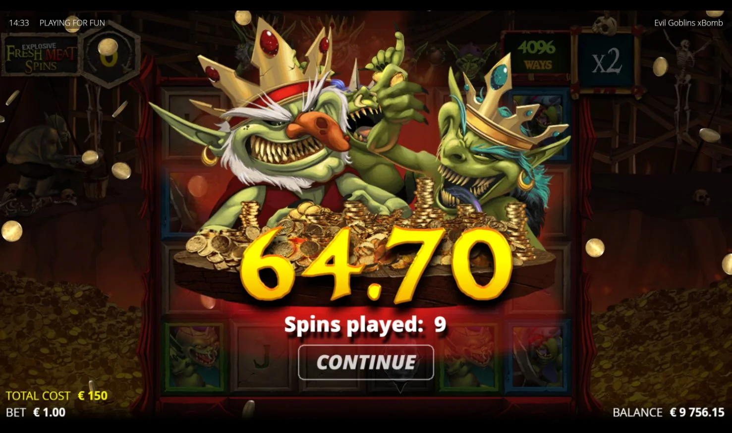Evil Goblins xBomb Nolimit City: Evil Goblins xBomb Explosive Fresh Meat result of 64.70x