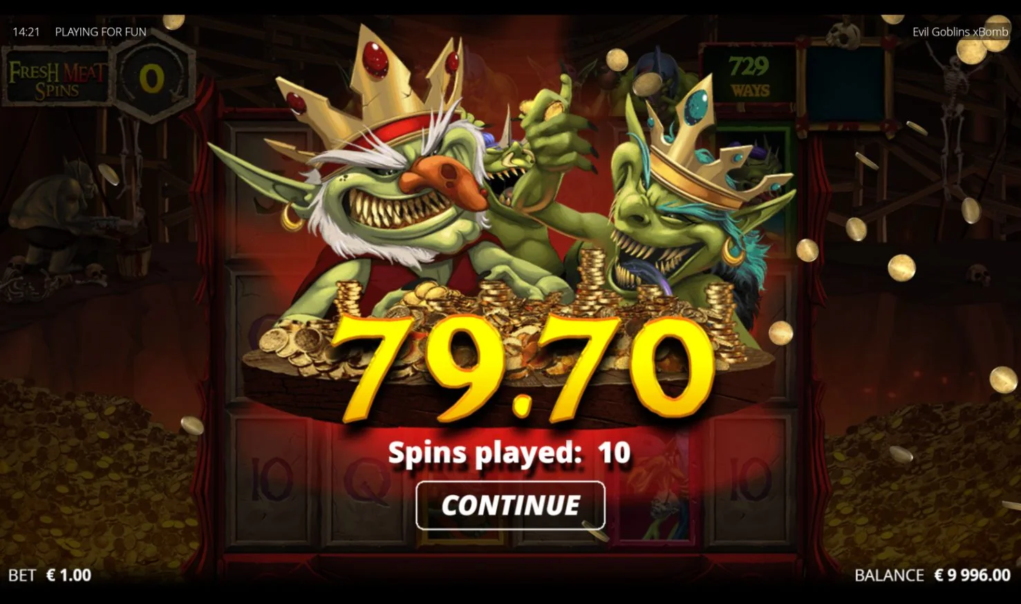 Evil Goblins xBomb Nolimit City: Evil Goblins xBomb natural Fresh Meat result of 79.70x