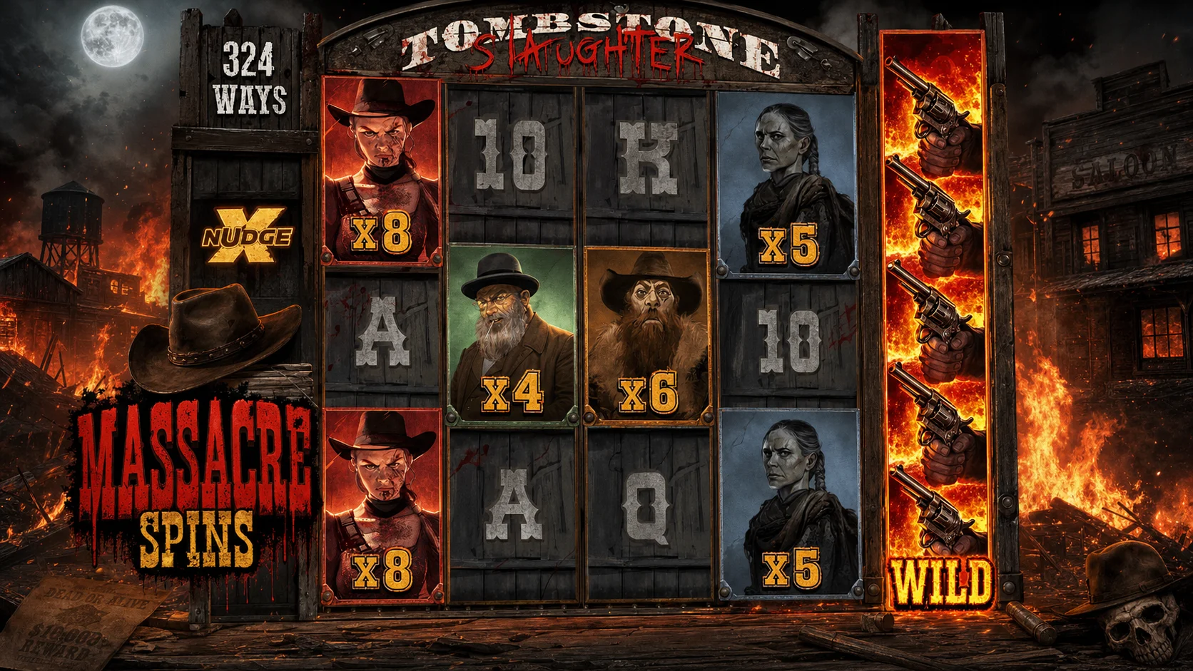 Tombstone Slaughter Nolimit City Massacre Spins with sticky Revolver and multipliers