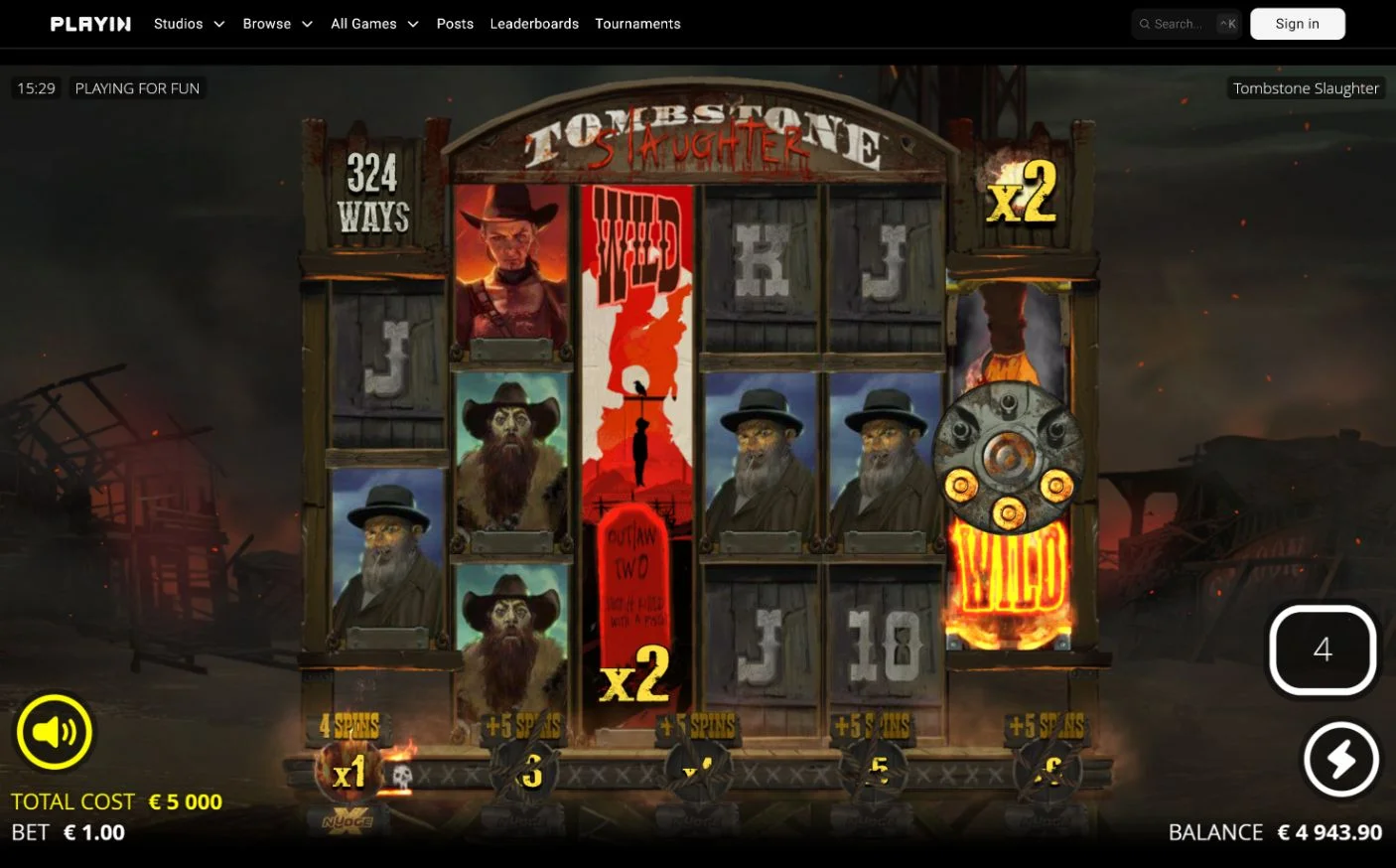 Tombstone Slaughter Nolimit City Massacre Spins with sticky Revolver and x2 multipliers