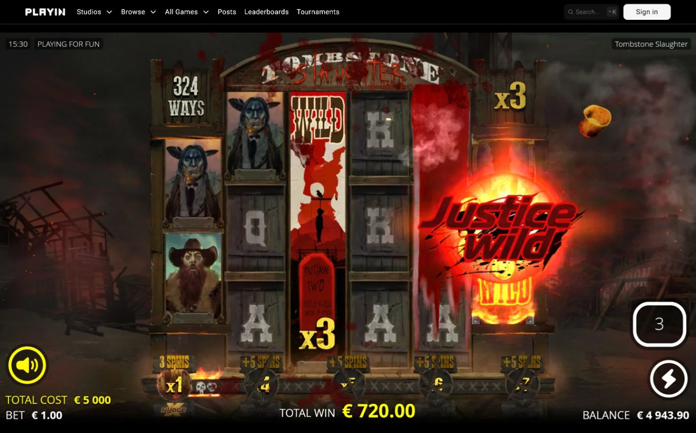 Tombstone Slaughter Nolimit City Justice Wild Cylinder feature