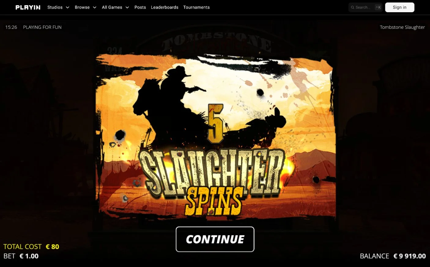 Tombstone Slaughter Nolimit City Slaughter Spins trigger screen