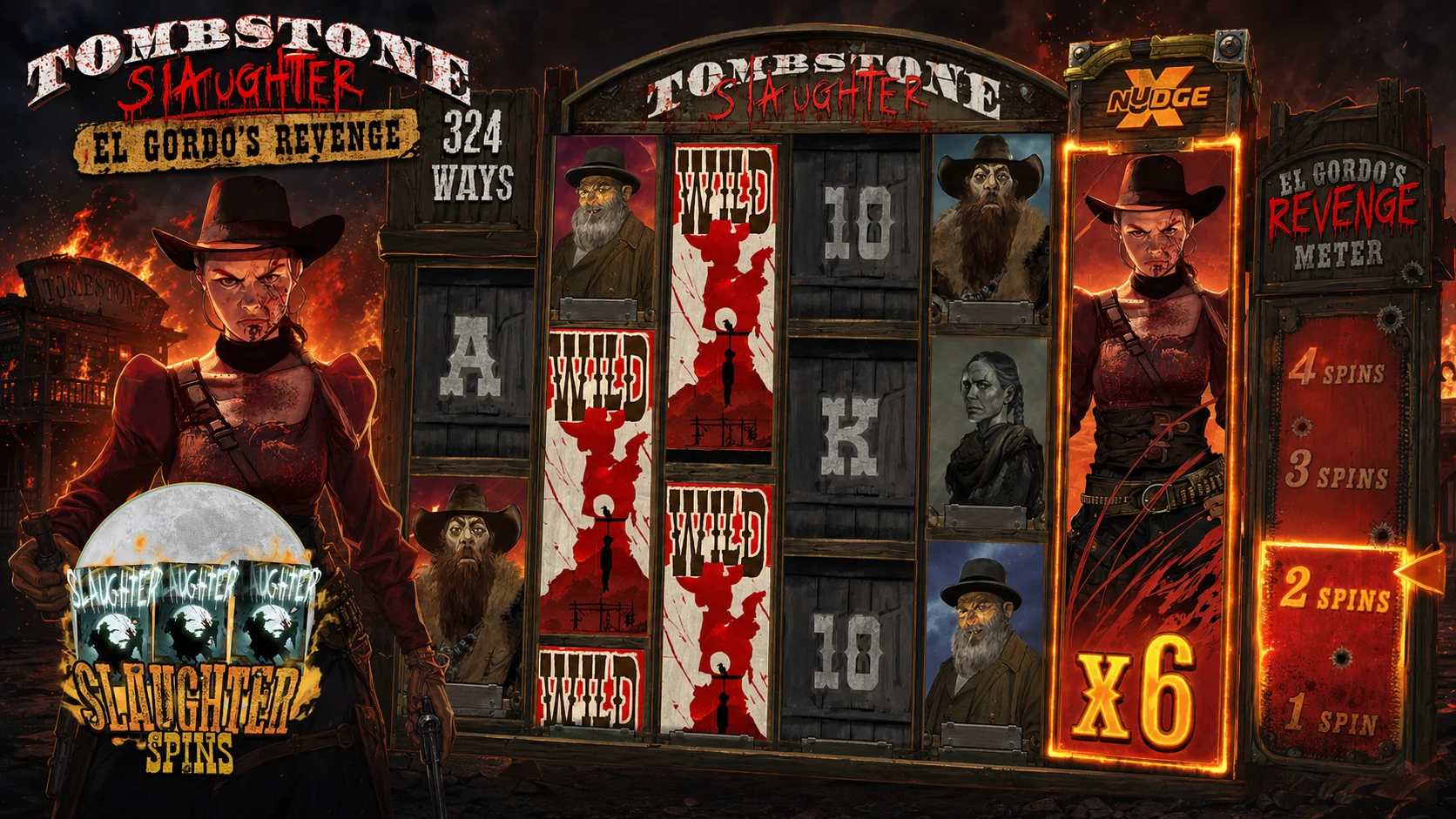 Tombstone Slaughter Nolimit City Slaughter Spins with Revenge Meter and xNudge Wilds
